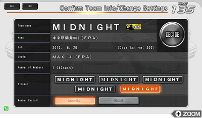 Confirm Team Info/Change Settings